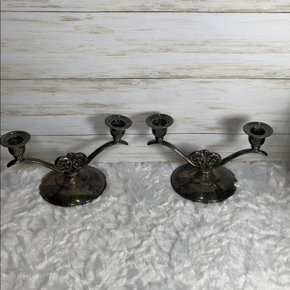 W M Rogers double taper candle holder silver plate